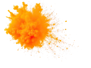 orange color pulver explosion isolated on png transparent