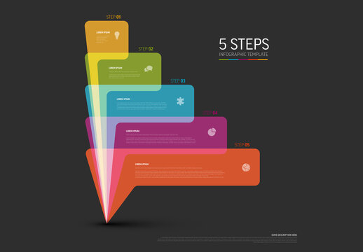 Colorful Pyramid Five Step Infographic Design template with cohesive, eye-catching visual design