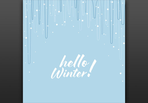 Winter Greeting card poster social media status with Frosty Icicles Design
