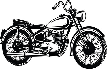 Obraz premium Classic Vintage Motorcycle Design Black and White Illustration
