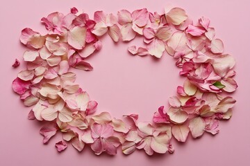 Delicate Pink Flower Petals Arrangement on Soft Pink Background for Creative Use