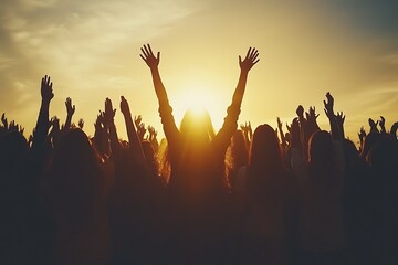 Fototapeta premium Sunset praise on a church rooftop