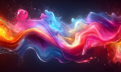 Fototapeta premium A vibrant 3D representation of swirling neon liquids with thermal imaging effects