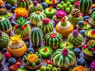 Fototapeta premium Surreal Cactus Garden: AI-Generated Food Photography
