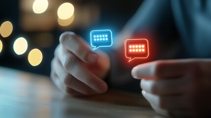 Glowing Futuristic Interface of an AI Powered Mental Health Chatbot  Digital technology and innovation in virtual counseling and mental wellness support
