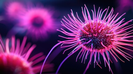 Fototapeta premium Vibrant Microscopic Image of Colorful Microorganisms in Detail
