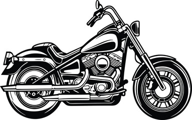 Classic Chopper Motorcycle Black and White Vintage Design