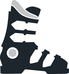Unique professional ski boot silhouette vector art isolated by white background