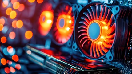 Obraz premium High-Performance Computer Cooling System with LED Lights