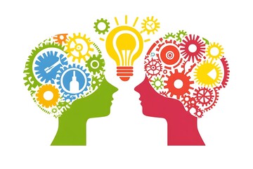 IQ and EQ Concept Depicted with Head Silhouettes: Intelligence vs Emotional Quotient 