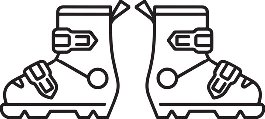 unique professional ski boot vector line art isolated by white background