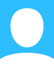 水色の背景に肩から上の人物のシルエットアイコン - 証明写真やポートレートのイメージ素材- 3:4