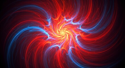Fiery Vortex: Abstract artwork depicting a swirling vortex of vibrant red and blue energy, creating a mesmerizing and dynamic visual spectacle.