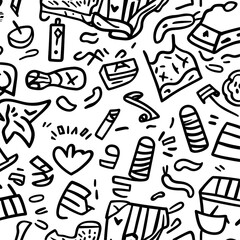 Vector line art birthday party elements vector