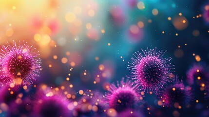 Obraz premium Colorful Abstract Microorganisms with Bokeh Light Background