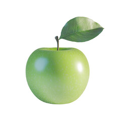 A Single Green Apple with a Leaf, A Fresh and Vibrant Image