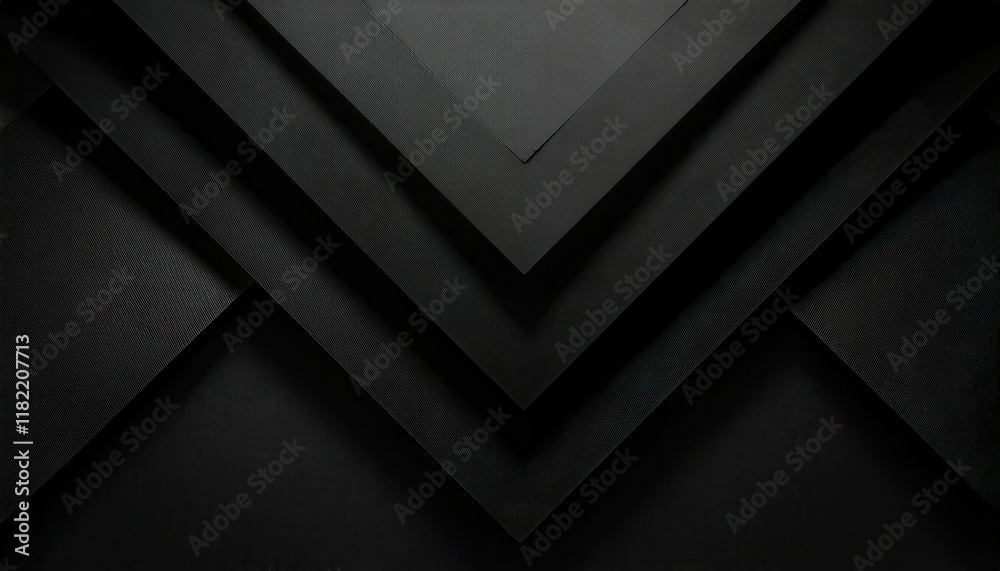 Poster overlapping black textured geometric layers with minimalistic design for modern background, branding