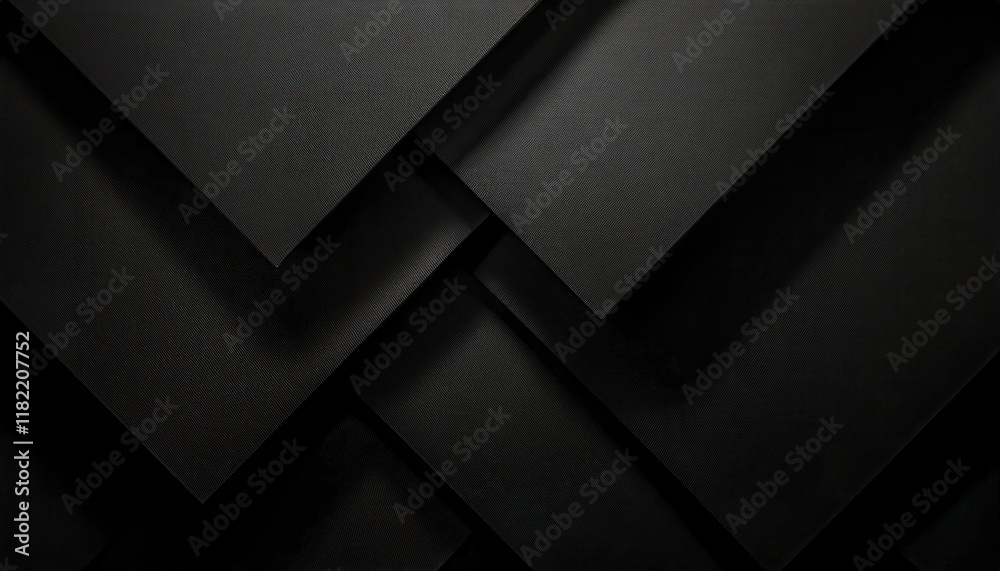 Poster overlapping black textured geometric layers with minimalistic design for modern background, branding, or web graphics