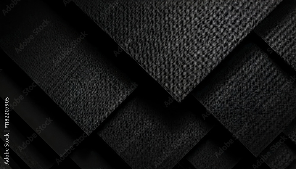 Poster overlapping black textured geometric layers with minimalistic design for modern background, branding, or web graphics