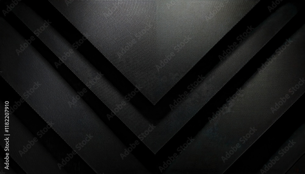 Poster overlapping black textured geometric layers with minimalistic design for modern background, branding, or web graphics