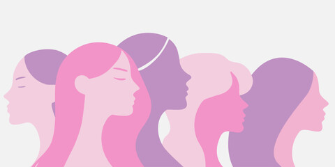 Abstract Women's Profiles Vector - Minimalist Design for Women's Day