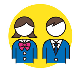 教育や学校に関するベクター素材。制服姿の男子と女子。