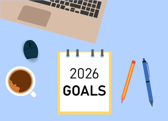 2026 New Year plan and action idea.2026 goals text in Notepad.New Year solutions plan concept.Artificial intelligence.