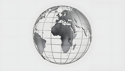 Metal world globe isolated on white background, retro style