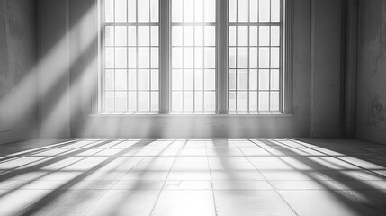 A clean, sunlit white studio with shadow effects, perfect as a minimalist background for design concepts or product presentations.