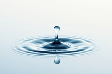 isolated waterdrop on a pristine white background, serenity, quiet, simplicity