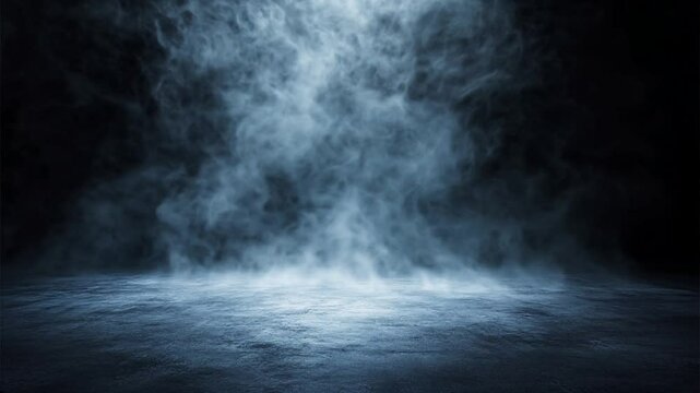 Suelo de concreto oscuro con niebla azul y fondo sombr&iacute;o, ideal para escenarios dram&aacute;ticos, atmosf&eacute;ricos o dise&ntilde;os de terror y misterio.