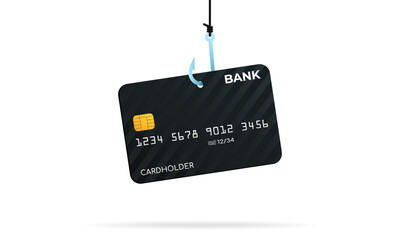 Internet phishing and theft of bank card data, vector illustration. Security of savings and personal data.