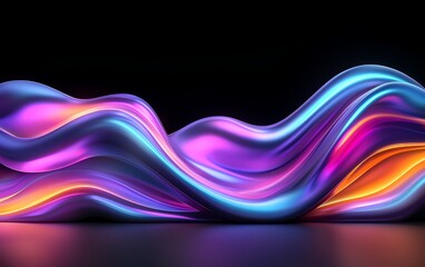 Abstract Neon Purple Blue and Orange Liquid Wave Background