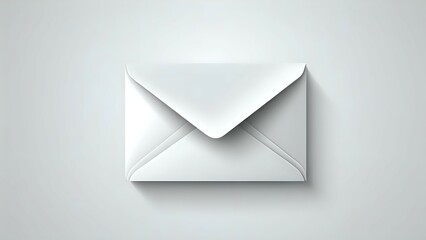 Blank white envelope mockup, isolated on light gray background. Perfect for showcasing your designs or branding.