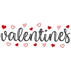 Valentine&rsquo;s Day typography text on plain white transparent isolated background for card, shirt, hoodie, sweatshirt, apparel, tag, mug, icon, poster or badge