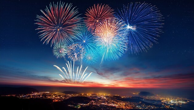 fireworks in the night, AI generated