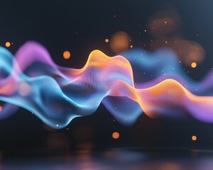 Abstract Flowing Neon Wave Digital Particle Background Texture