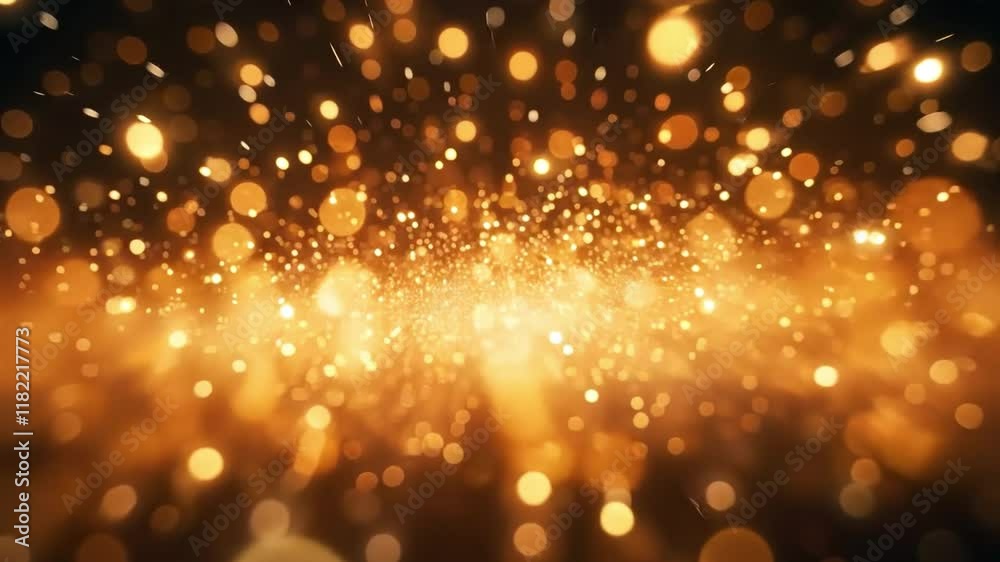 Aufkleber golden sparkles: a mesmerizing abstract backdrop of golden bokeh lights against a dark background, e