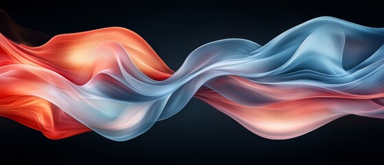Abstract Swirling Fabric Texture Blue Red and Orange Hues on Dark Background
