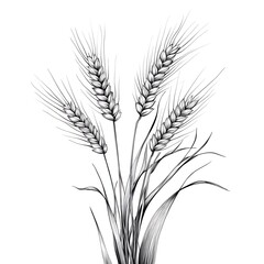 Fototapeta premium Detailed Black and White Drawing of Wheat Heads