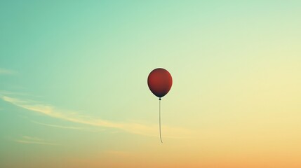Fototapeta premium A single red balloon floats gently in the sky