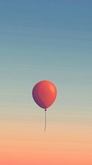 A Single Red Balloon Floating in the Sky