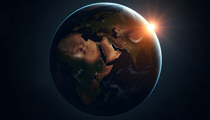 Image of earth from outer space, magazine photoshoot, with white tones