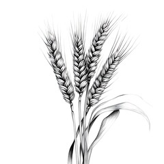 Fototapeta premium Detailed Black and White Drawing of Wheat Heads
