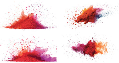 A pile of red powder spices or paints on a white background, Red powder explosion on white background