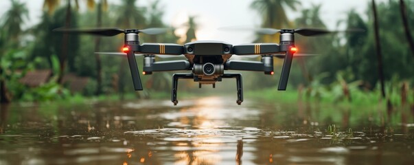 Drone Above Water Surrounded by Lush Greenery