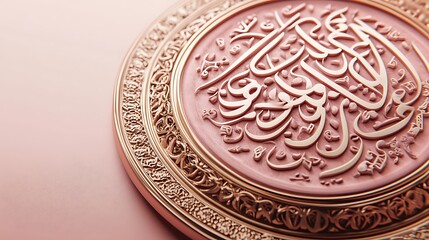 Obraz premium Elegant Rose Gold Plaque With Intricate Arabic Calligraphy