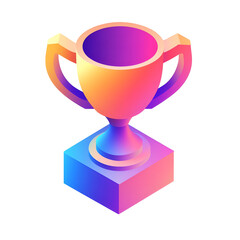 Gradient Trophy Award Isometric Design, Winner Prize, Success, Achievement, Victory