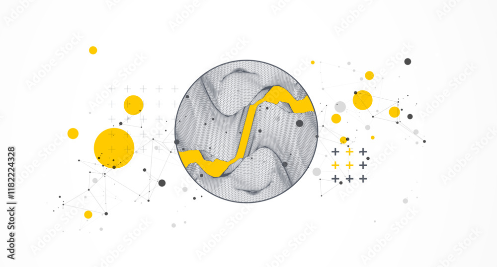 Poster trendy abstract wireframe background. modern science or technology art elements. surface illustratio
