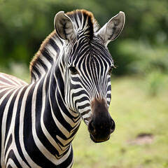 Naklejka premium Closeup shot of Zebra in a reserve